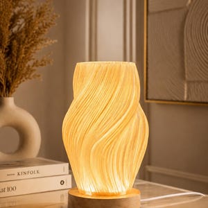 Sculptural LED Design Table Lamp | Modern 3D Wave Effect Lamp | Warm Ambient Night Light for Interior Decoration