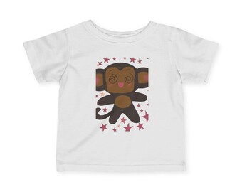 Camiseta infantil de mono de dibujos animados con estrellas / Camiseta de bebé con cara de espiral adorable