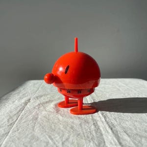 HANS EHRENREICH Original Hoptimist äggklocka | Vintage dansk design | Röd köksklocka | 1970-talets MCM
