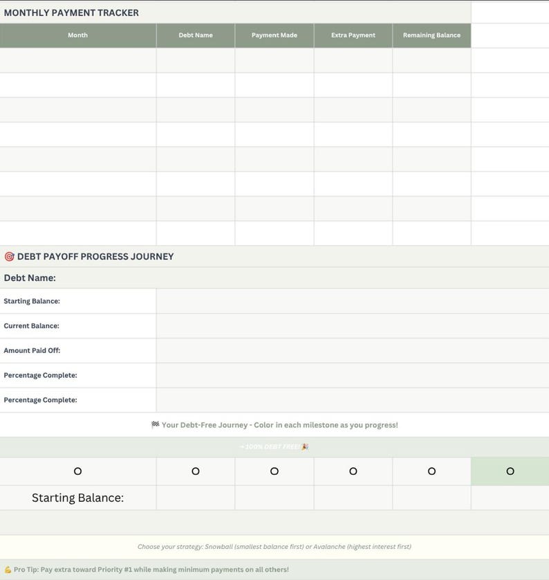 Repayment Worksheet Debt Repayment Tracker Printable PDF, Editable Debt Snowball Planner ...