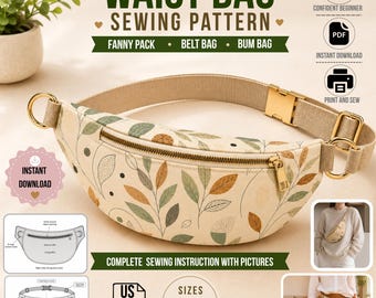 Waist Bag Sewing Pattern PDF, Fanny Pack , Belt Bag Pattern,  Bum Bag, Beginner Friendly Unisex (Instant Download)