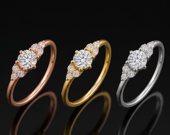 Lab Grown Diamond Engagement Ring 14k Gold / Dainty Minimalist Solitaire / Delicate Promise Ring for Her / Anniversary Gift