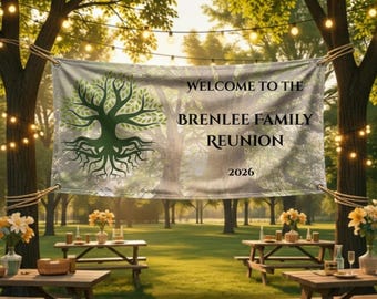 Family Reunion Banner Green, Editable Canva Template, Printable Reunion Sign. SECOND BANNER FREE