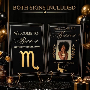 Scorpio Birthday Welcome Sign Bundle • 2 Designs, Editable Canva Template (Digital Download)