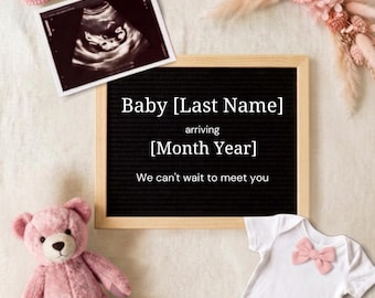 Girl Pregnancy Announcement • Editable Canva Template • Baby Girl Reveal • Digital Download