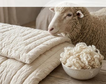 Organic Merino Wool Duvet Insert | All-Season Natural Comforter, Handmade Turkey