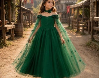 Mittelalterliches Prinzessinnen-Kleid für Mädchen - LARP Kostüm, Renaissance Fair Outfit, Fantasy Cosplay, Halloweenkostüm