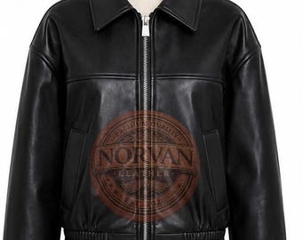 Handmade Men's Black Genuine Leather Bomber Jacket – Classic Zip-Up Biker Outerwear
