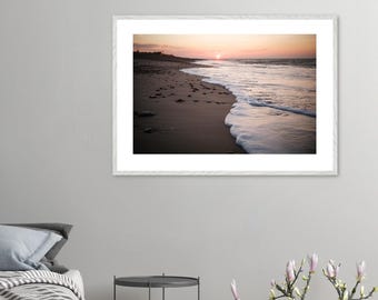 Sunset at the beach Wooden Framed Poster, Semi-Glossy Paper, Ready-to-Hang Wall Art
