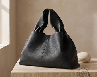 Structured Leather Top Handle Bag, Crossbody Purse for Women, Minimalist Shoulder Bag, Luxury Tote, Office Everyday Chic Handbag