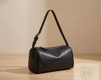 Borsa a mano in pelle di agnello, piccola tote bag in pelle anni '90, mini borsetta in pelle di agnello, borsa a mano minimalista ed elegante, regalo di design per lei per una serata fuori.