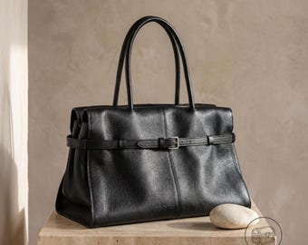 Grande borsa da ufficio in pelle, borsa a tracolla in vera pelle, borsa tote per tutti i giorni, borsa a spalla strutturata, regalo di laurea