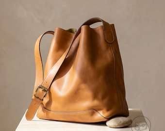 Leather Tote Bag Women, Top Layer Cowhide Shoulder Bag, Large Capacity Crossbody Purse, Minimalist Everyday Shopping Handbag