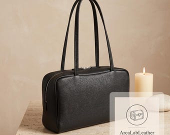 Borsa tote in vera pelle, borsa a tracolla in pelle bovina martellata, borsetta minimalista con manico superiore, borsa strutturata per tutti i giorni, regalo elegante