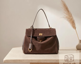 Borsa tote in morbida pelle scamosciata, borsa a tracolla minimalista e morbida, elegante borsetta in pelle scamosciata per tutti i giorni, borsa tote in pelle scamosciata stile boho per donna, borsa chic in pelle