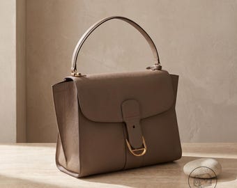 Borsa a mano grande e minimalista, borsa tote in vera pelle, borsa a tracolla con manico superiore senza tempo, borsa da lavoro elegante e discreta per donna, ideale per tutti i giorni.