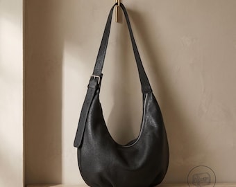 Borsa a tracolla morbida in pelle pieno fiore, borsa a spalla casual per tutti i giorni da donna, borsa a tracolla fatta a mano, borsa minimalista, regalo per lei