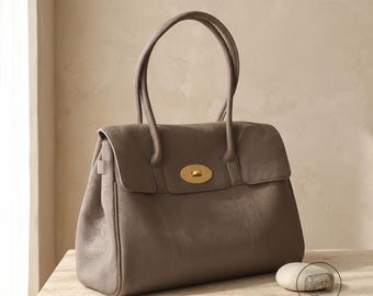 Borsa tote in vera pelle, borsa a mano dal design minimalista, borsa da ufficio in pelle per donna, borsa a tracolla grande, lusso discreto