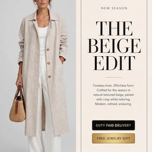 Linen Longline Duster Coat – Natural/Oatmeal, Handmade summer coat