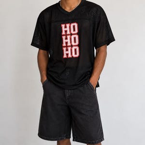 Ho Ho Ho Mesh Top - Gráfico navideño unisex, Rebel Sky Jersey