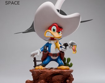 Woody Woodpecker STL - Cartoon Cowboy Bird Collectible Statue