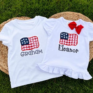 Personalized Americana Babe Flag Shirt | Custom 4th of July Kids Tee | Patriotic Applique Flag Shirt | Boys & Girls Independence Day Outfit
