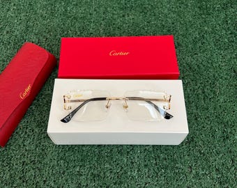 Cartier Big C Sunglasses Clear Lens Gold Frame Rimless