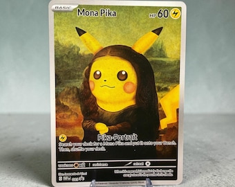 Mona Pika Mona Lisa Pikachu Gold Metal Pokemon Card Leonardo da