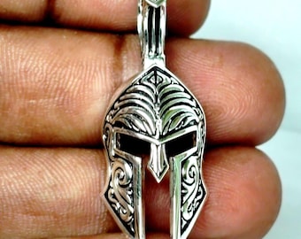 Sterling Silver Spartan Helmet Pendant, Roman Gladiator Charm