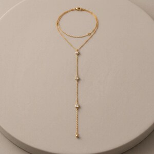 Freshwater Pearl Back Necklace | Minimalist Bridal Backdrop Jewelry \ Wedding Dress Accessory | Bridesmaid Gift for Her image 6