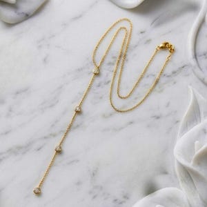 Freshwater Pearl Back Necklace | Minimalist Bridal Backdrop Jewelry \ Wedding Dress Accessory | Bridesmaid Gift for Her image 3