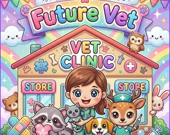 Livre de coloriage pour enfants Future Vet | Pages imprimables de la clinique vétérinaire | 4-8 ans