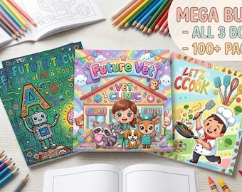 Pack technique Future Vet Chef : 3 livres de coloriage Carrière pour enfants | PDF imprimable