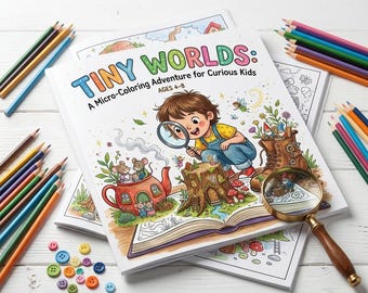 Tiny Worlds : une aventure de micro-coloration pour les enfants curieux | Livre de coloriage détaillé d'objets cachés | 4-8 ans