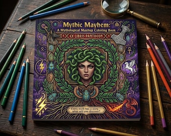 Mythic Mayhem : un livre de coloriage mashup mythologique pour adultes et adolescents | Grec Nordique Égyptien | Dessin au trait complexe
