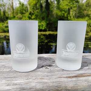 Vintage Jägermeister Frosted Shot Glass Set of 2