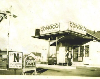 1940's Conoco Gas Service Station Digital Scan