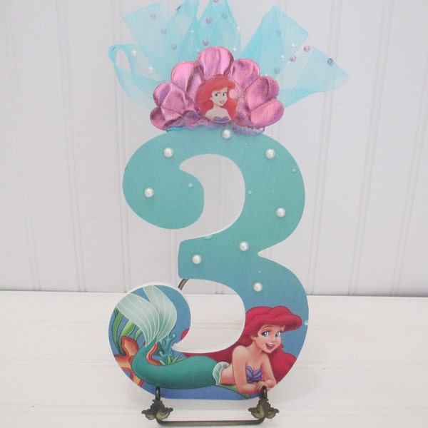 Little Mermaid numéros, chiffres - 18.00 par numéro, 8-1/2 po, décorations de fête d'anniversaire parfait et pour les photos d'anniversaire mensuel ou annuel