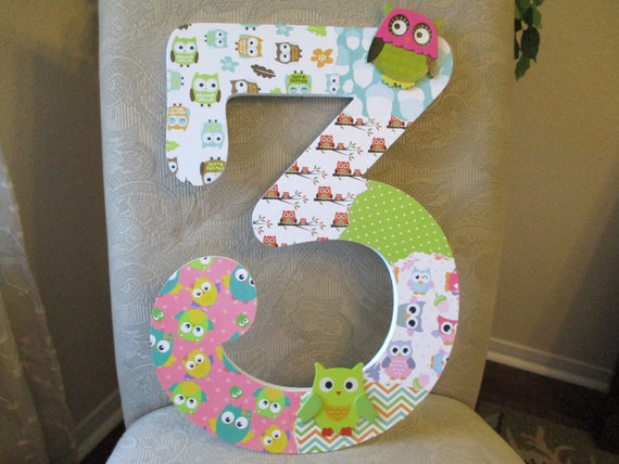 Owl Theme Number 25 99 Per Number 18 Tall Birthday Etsy