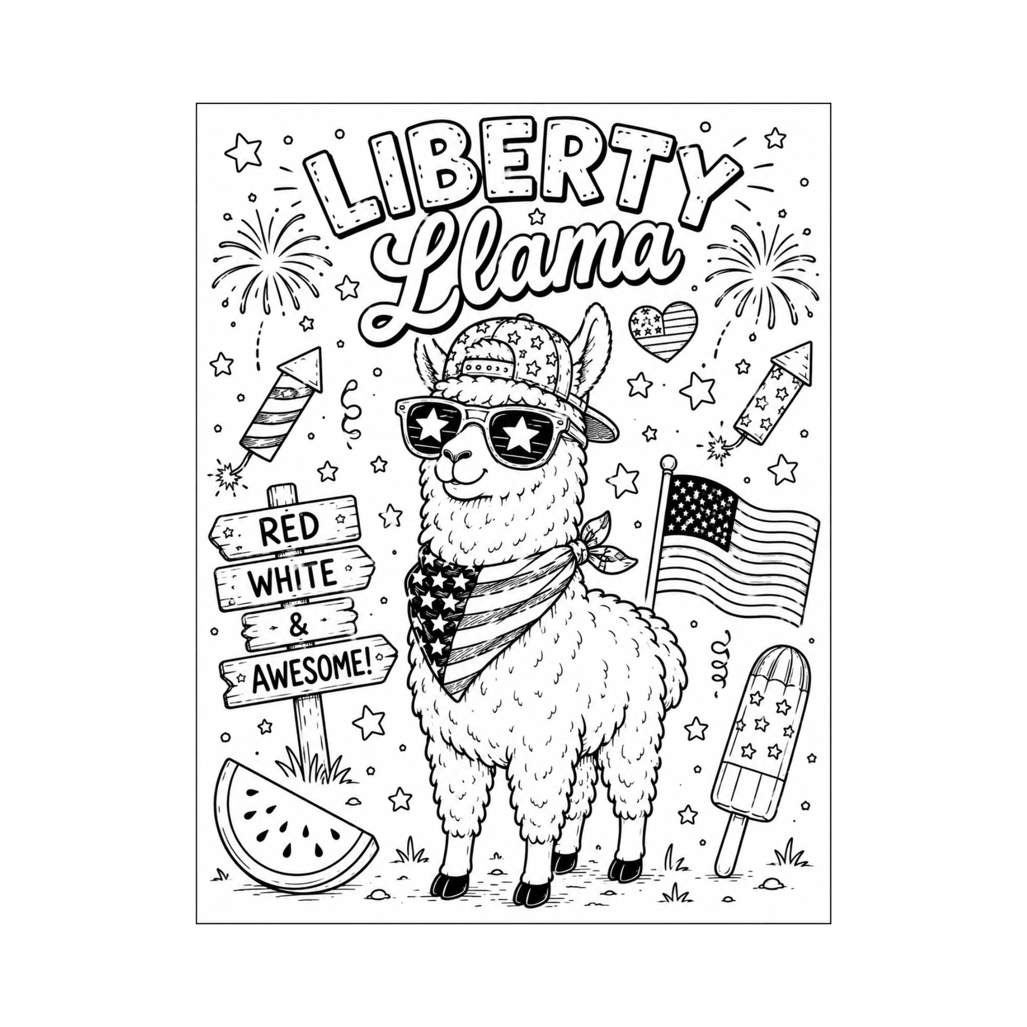 41 Easy Patriotic Crafts for Kids Even Parents Will Love 36 Liberty Llama Coloring Page Printable Funny 4th of July Coloring…