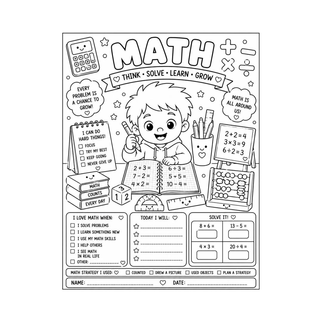 Math Worksheet for Kids Printable | Elementary Math Activity ...