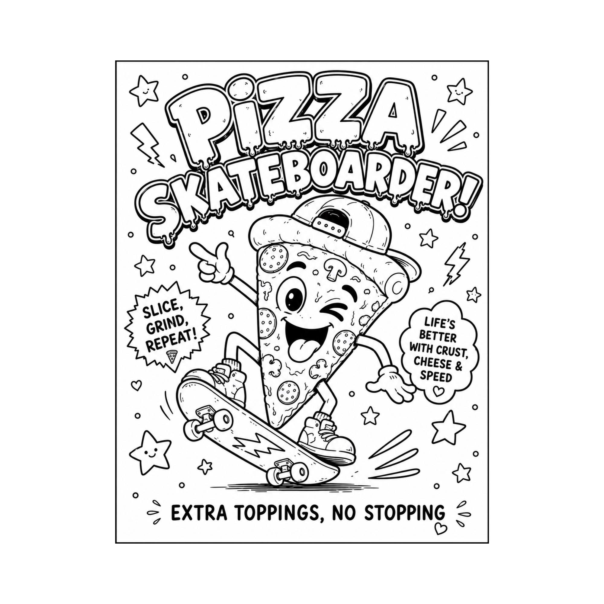 33 Awesome Food Crafts for Kids To Keep Them Entertained 21 Pizza Skateboarder Coloring Page Printable Funny Food Coloring Page…