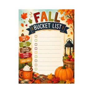 Fall Bucket List for Kids | Autumn Activity Checklist | Printable Fall Fun List | Homeschool Activity | Instant Download PDF