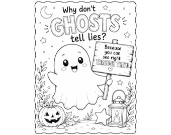 Divertida página para colorear de fantasmas para niños / Imprimible de Halloween / Linda hoja para colorear de terror / Actividad de Halloween / Descarga instantánea en PDF