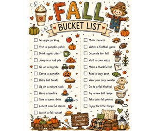Lista de actividades de otoño para niños (imprimible) / Lista de verificación de actividades de otoño / Descarga instantánea en PDF / Diversión familiar de otoño / Actividad para la educación en casa