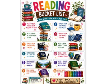 Lista de lectura para niños (imprimible) / Seguimiento del reto de lectura / Actividad para amantes de los libros / Descarga instantánea en PDF