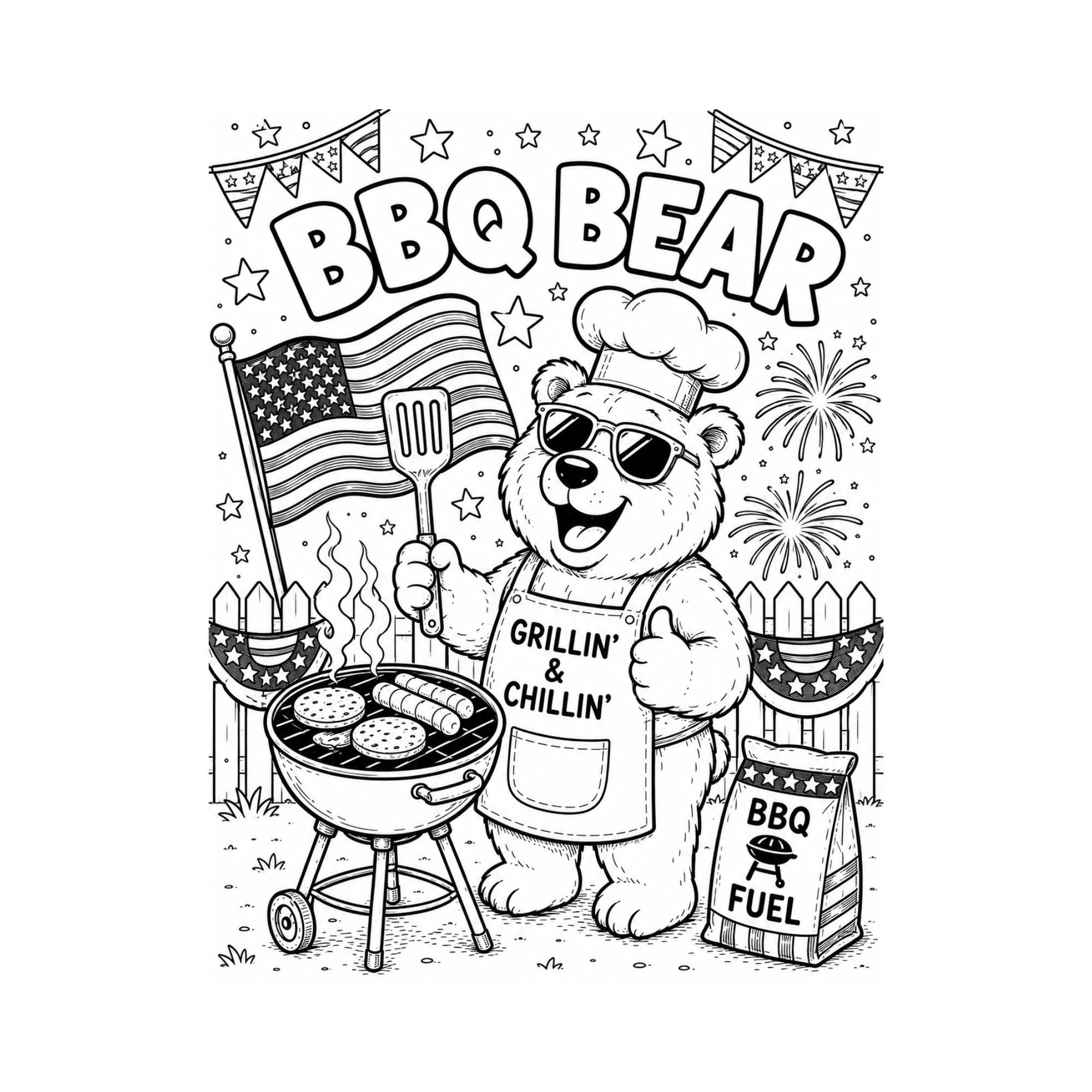 38 Un-BEAR-lievable Crafts: Engaging and Easy DIY Projects for Kids 19 BBQ Bear Coloring Page Printable Patriotic 4th of July Coloring…