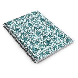 Teal Floral Pattern Spiral Notebook | Ruled Journal