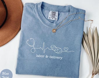 Camiseta minimalista de enfermera de parto y alumbramiento con estetoscopio, camiseta de enfermera de parto y alumbramiento, camiseta de enfermera de parto y alumbramiento, camiseta de enfermera de parto, regalo para enfermera de parto y alumbramiento
