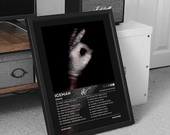 Póster del álbum Ice Man / Lámina de lujo con la lista de canciones de Hip Hop / Arte de pared inspirado en la portada del álbum / Póster de Papi